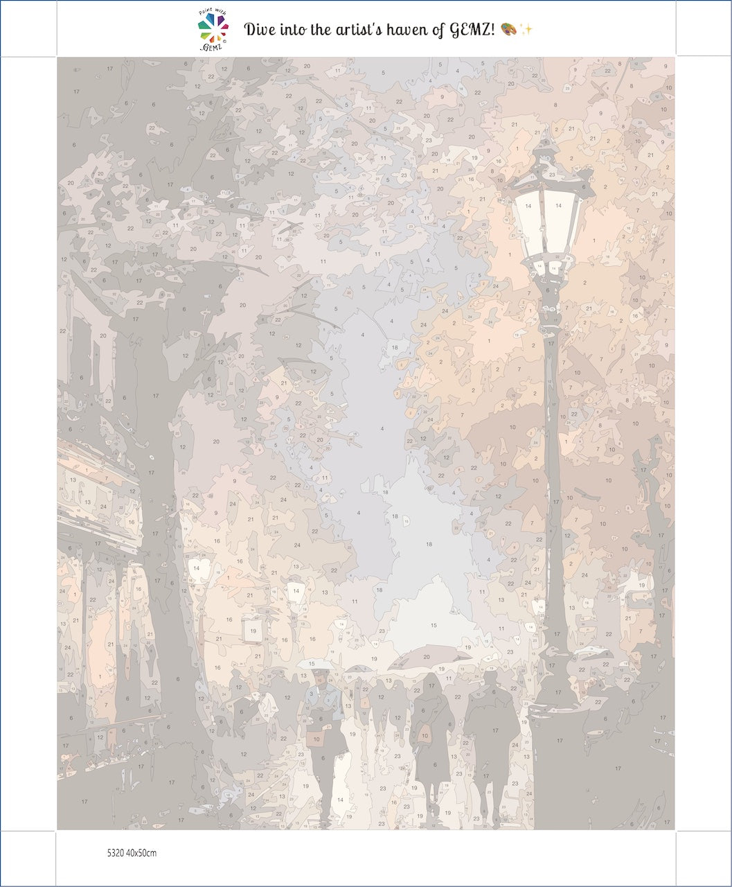 Rainy evening stroll | Paint by Numbers Kit