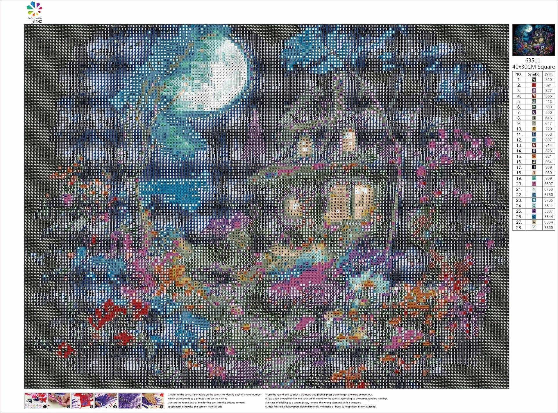 Garden in Moonlight | Diamond Painting Kit - Paint with Gemz