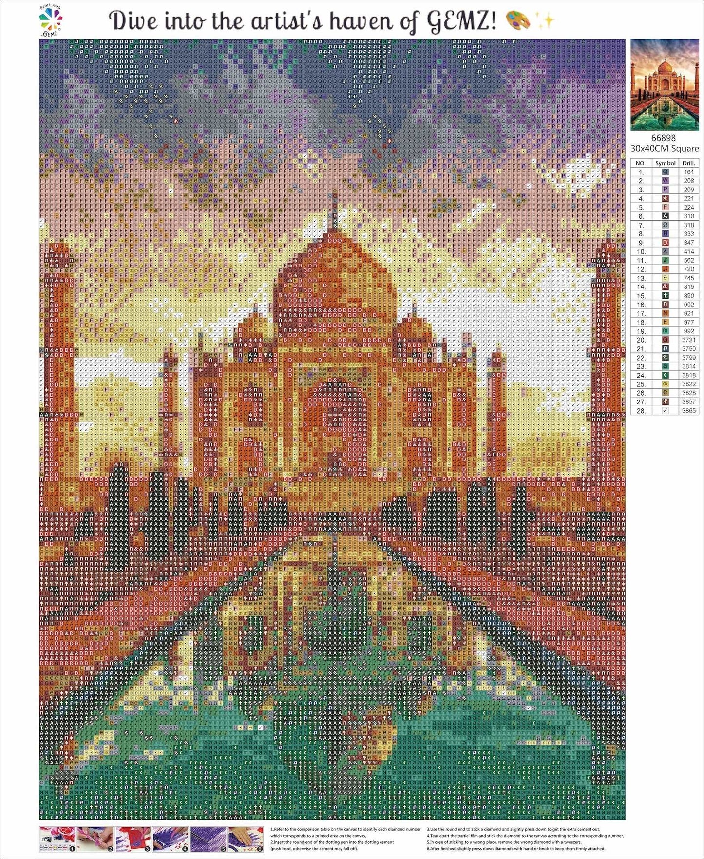 Majestic Taj Mahal | Diamond Painting Kit - Paint with Gemz