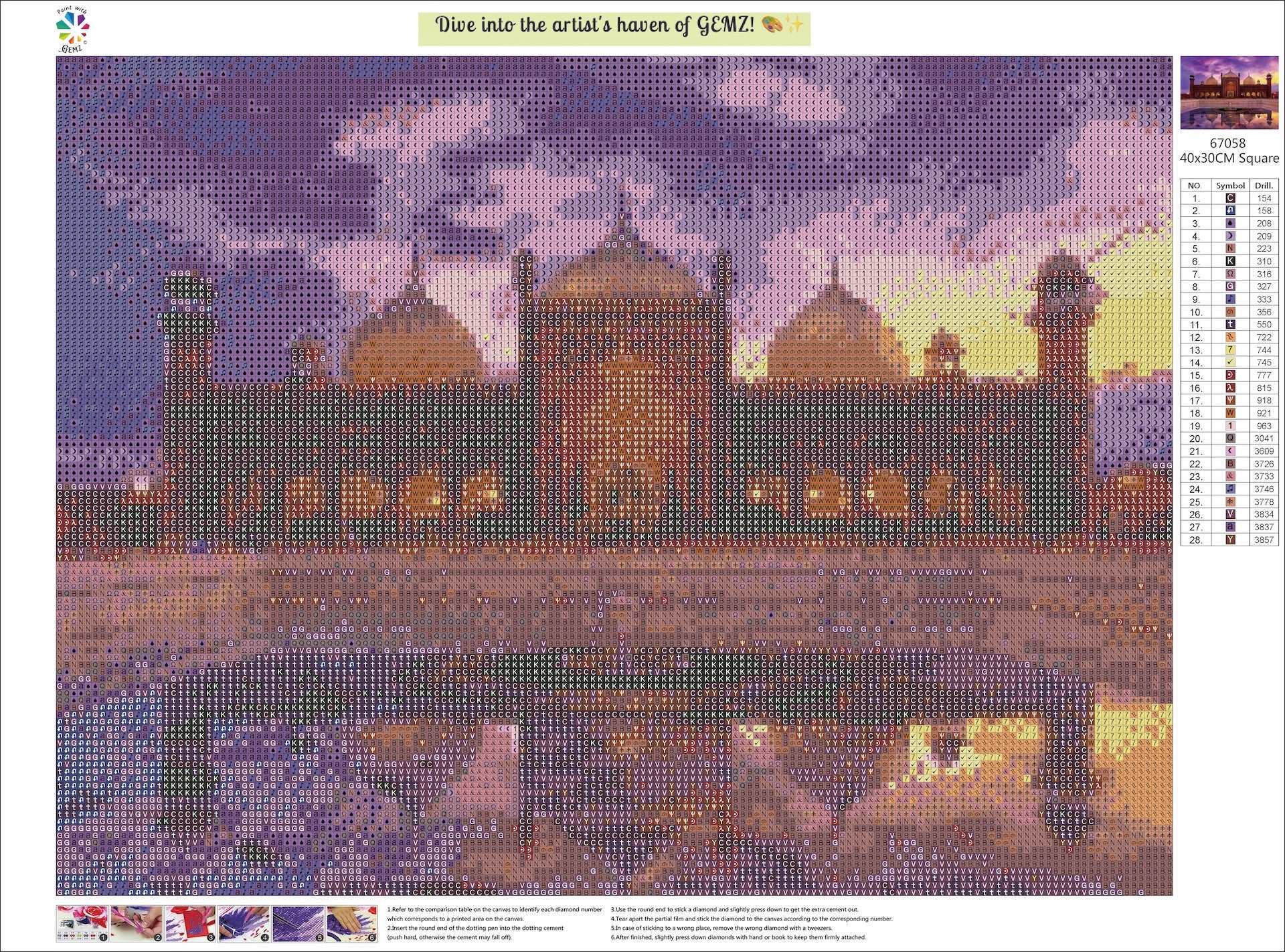 Badshahi Mosque | Diamond Painting Kit - Paint with Gemz