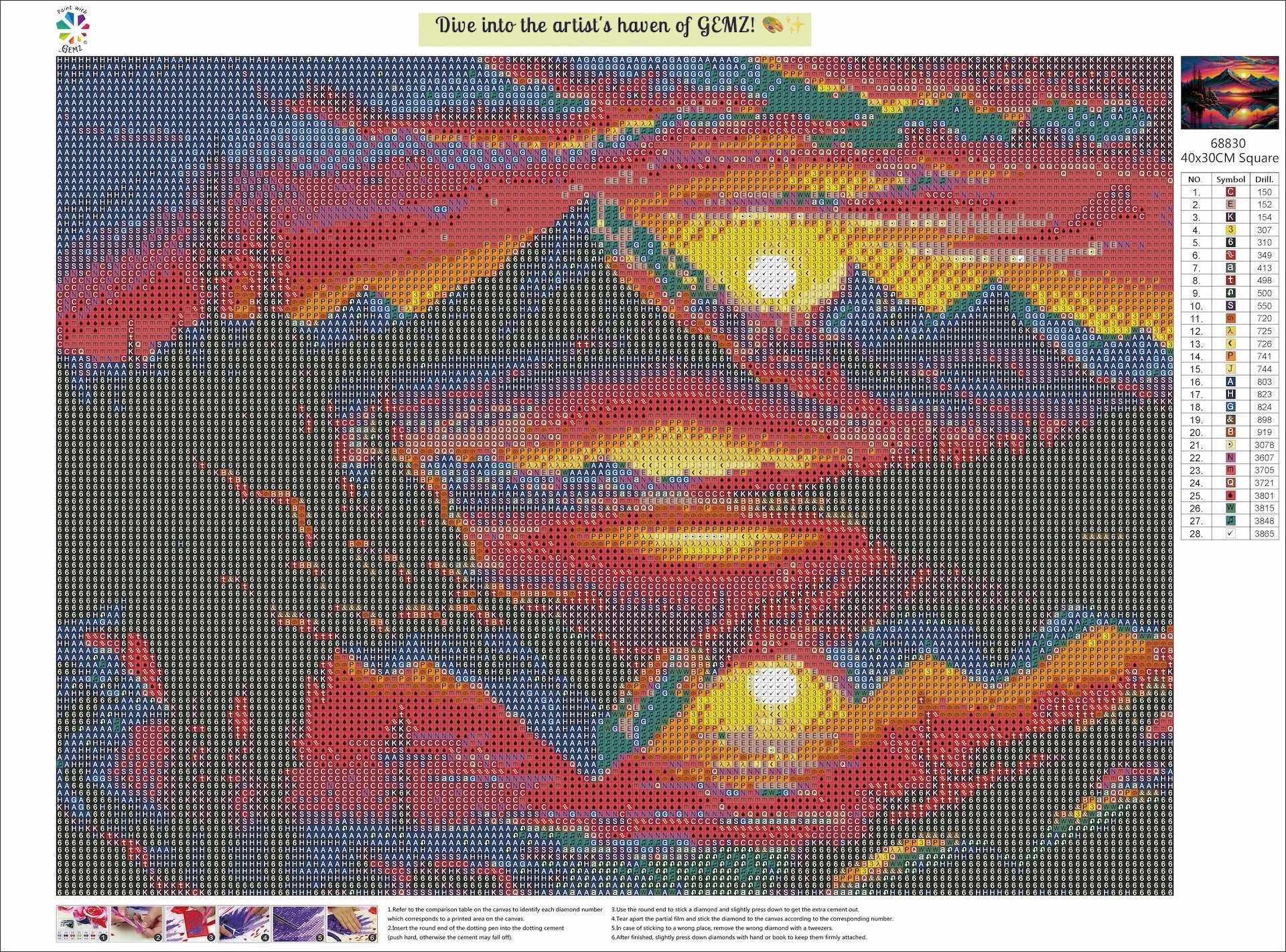 Rainbow Mountain Sunset | Diamond Painting Kit - Paint with Gemz