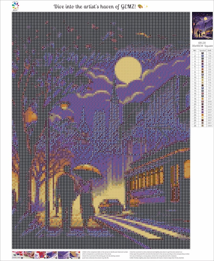 London Purple Haze Walk Diamond Painting canvas