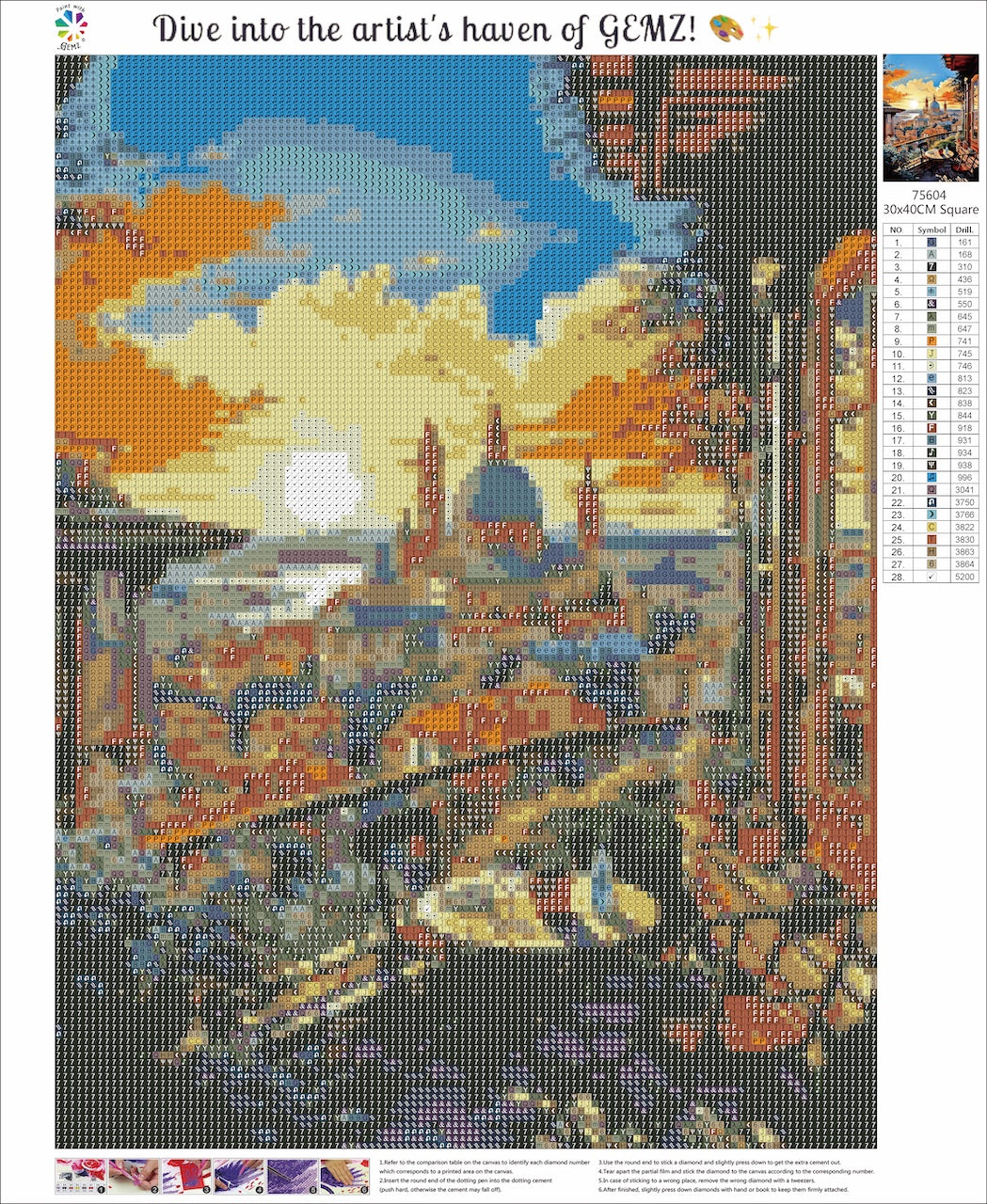 AI's Vision of Italian Sunset | Paint by Diamonds Canvas