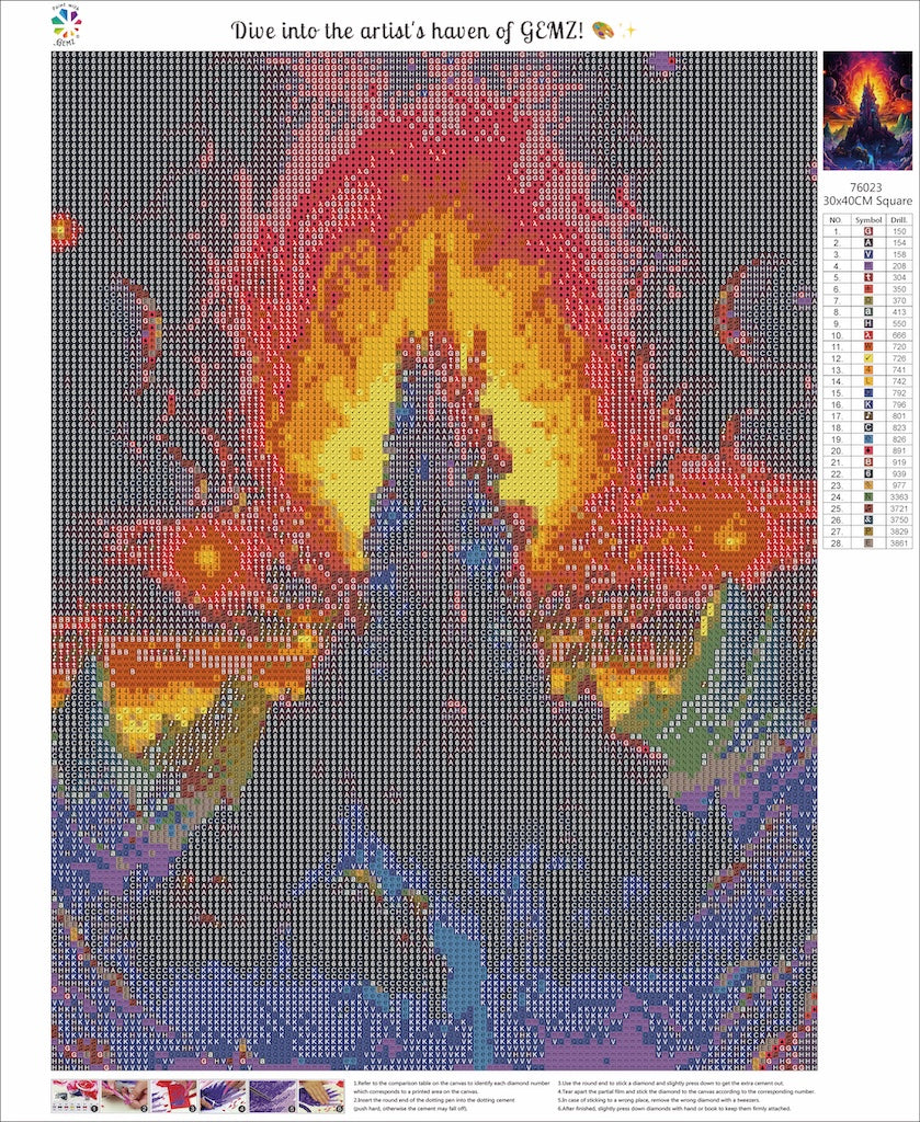 Psychedelic Castle | Paint by diamonds canvas