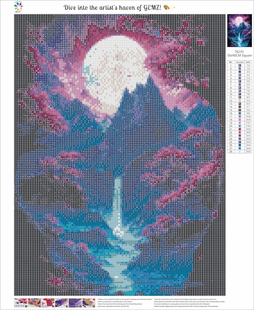 Japanese Lunar Fantasy | Diamond Art canvas