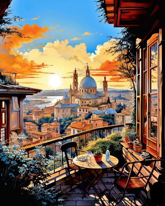 AI's Vision of Italian Sunset | Paint by Diamonds Kit