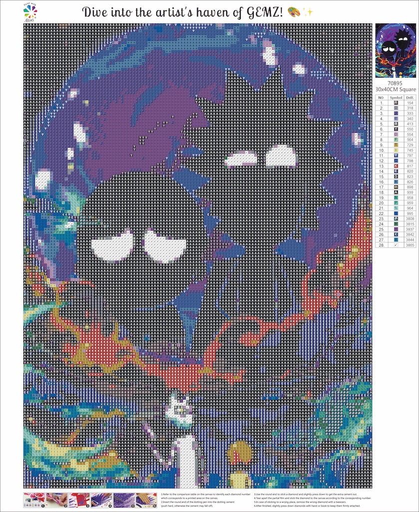 Rick and Morty Outer Space Diamond Art Kit