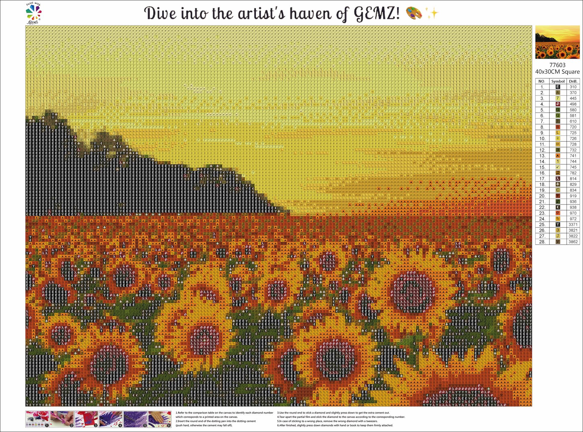 Sunflower Meadows | Diamond Painting Kit canvas