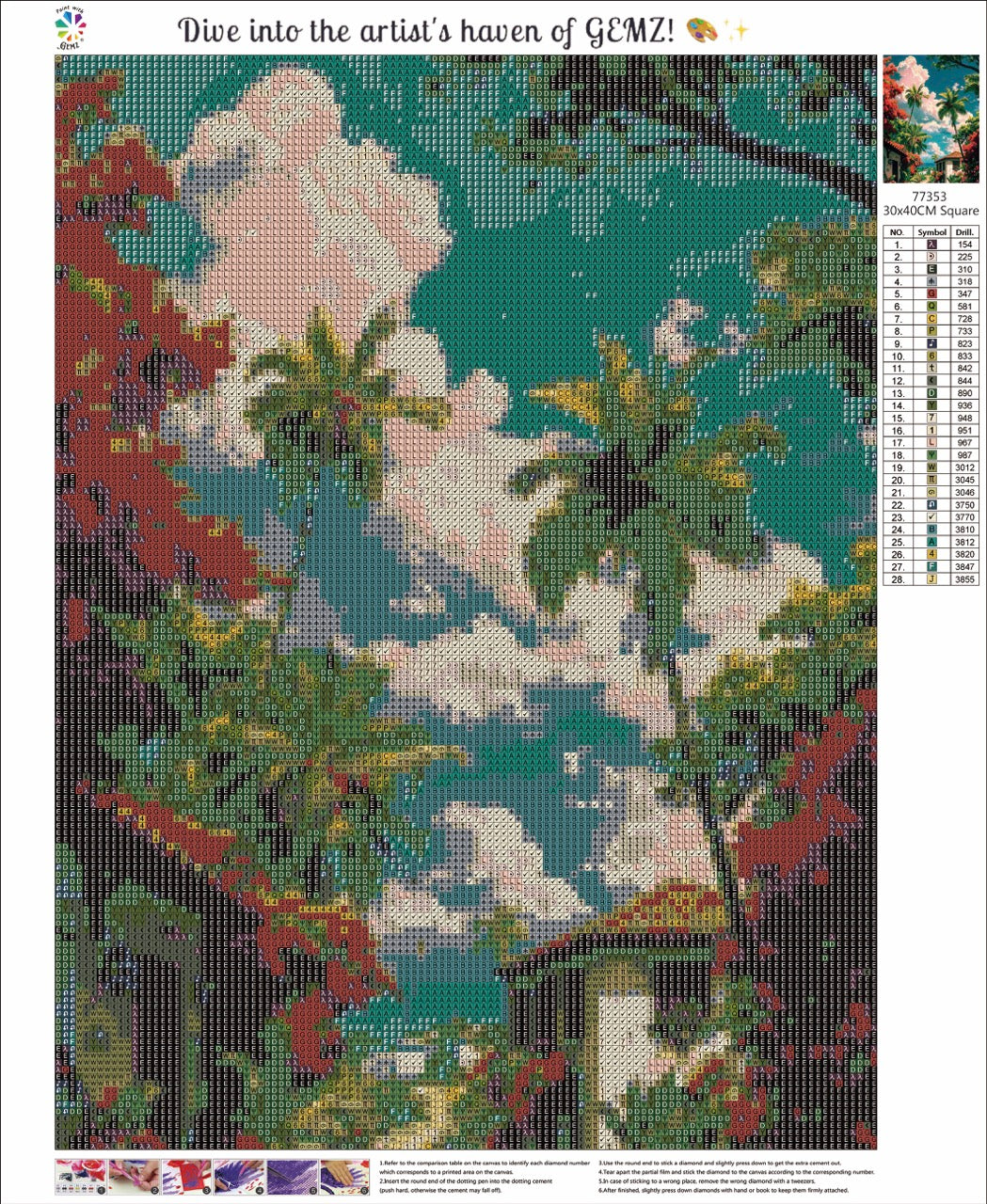 Tropical Paradise Serenity | Diamond Painting Canvas